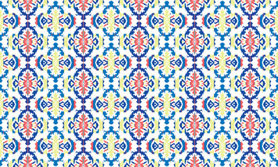Ikat geometric folklore ornament with tribal ethnic seamless striped pattern.oriental pattern traditional Design for background, clothing, wrapping, Batik, fabric, illustration.
