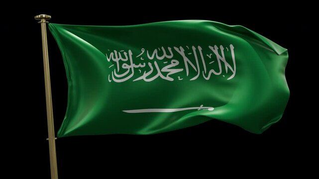 Saudi Arabia flag animation with alpha channel