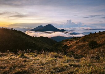 Beautiful Panorama take from Sunrise Camp Prau Mount Indonesia