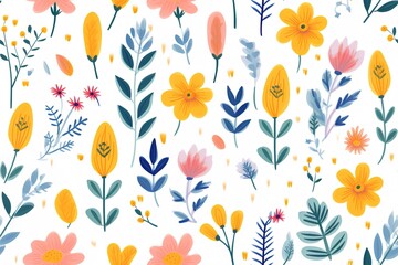 Obraz premium Abstract Hand drawn abstract wildflowers, set flowers and leaves, flat icons. Vector illustration 