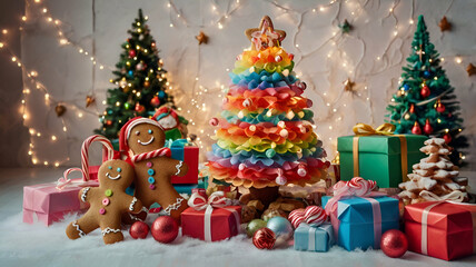 Fototapeta premium Christmas tree with gifts