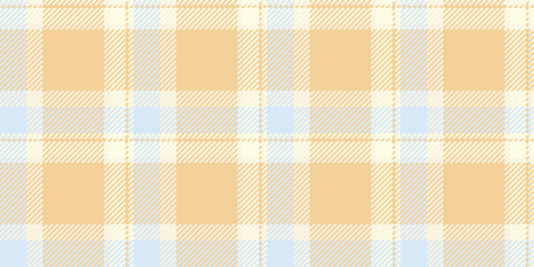 Vivid background plaid texture, 1970s textile vector tartan. 60s fabric check pattern seamless in amber and light colors.