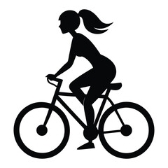 Obraz premium woman bicycle riding bike cyclist silhouette vector