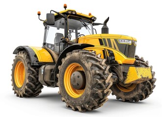 Yellow Tractor On White Background