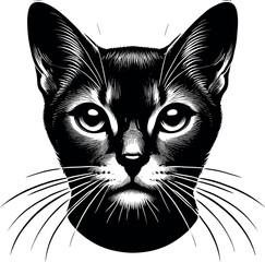 Abyssinian Cat Silhouette - Black Vector Cricut Design for T-Shirt Printing