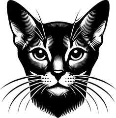 Abyssinian Cat Silhouette - Black Vector Cricut Design for T-Shirt Printing