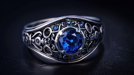 Silver Ring with Blue Sapphire