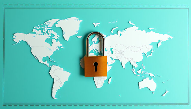 World Map with Lock, Geo-blocking in E-commerce concept