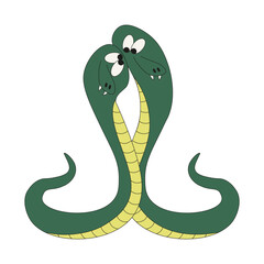 Fototapeta premium Snake in love. Love couple of symbol 2025 Chinese New Year isolated white background. Simple flat style Snakes. Minimal vector illustration can used clothes fabric decor t-shirt print template design.