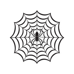 Spider web icon silhouette vector on white background.