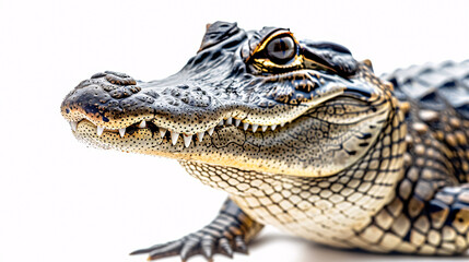 Fototapeta premium Portrait of an Alligator: Close-up, isolated on a white background.