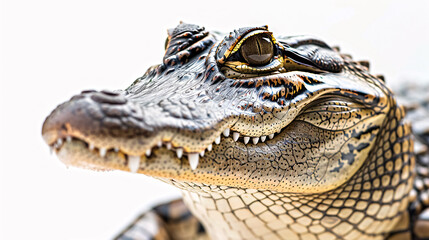 Obraz premium Portrait of an Alligator: Close-up, isolated on a white background.