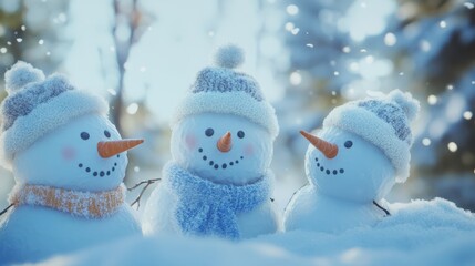 The Three Snowmen Smiling