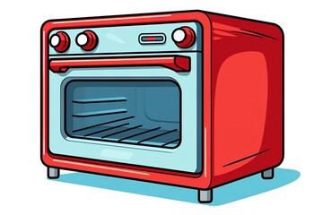Obraz premium Baking oven minimalist simple stuff item illustration clipart icon vector jpg png white background that have some abstact clear vibes. 