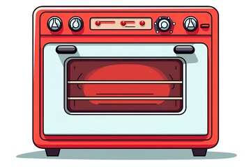 Obraz premium Baking oven minimalist simple stuff item illustration clipart icon vector jpg png white background that have some abstact clear vibes. 
