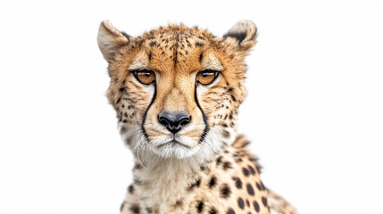 Obraz premium Portrait of a Cheetah: Close-up, isolated on a white background.