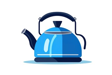 Simple outline color filled icon - kettle or teapot with hot energetic drink or beverage for breakfast, tea party, kitchenware, isolated vector symbol, pictogram for web, app
