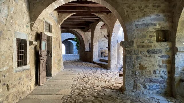 View of the ancient settlements at Cornello dei Tasso in the Brembana Valley, Bergamo, Italy