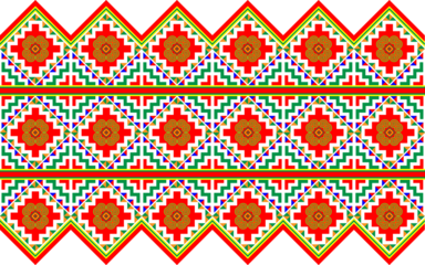 Hmong ethnic fabric pattern designed in the style of white Hmong, green and red.
