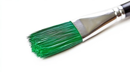 Fototapeta premium Close-up of a vibrant green paintbrush
