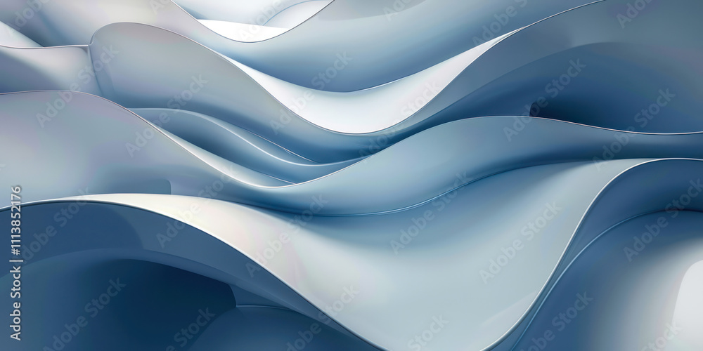 Sticker fluid illustration blue curve wave abstract rippled flowing liquid dynamic gradient minimal futurist