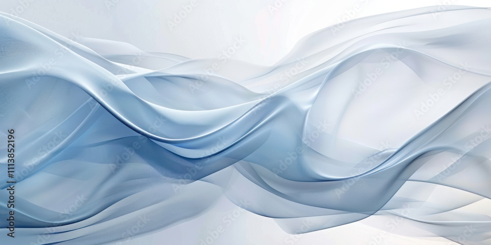 Wall mural soft blue curve wave abstract rippled flowing liquid dynamic gradient minimal futuristic modern whit