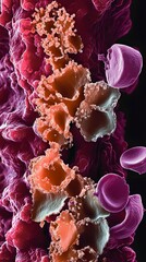 Intricate Cellular Structures in Blood Sample - Microscopic View