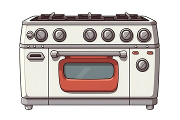 Fototapeta premium Home Appliances Vector Drawings. Cartoon Illustration of a Stove on a White Background 