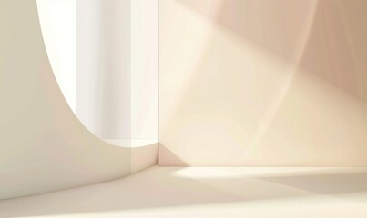 soft brown room wall corner room and sunlight from window shadow mockup for product placement curve window