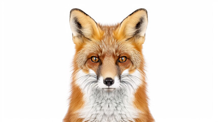 Fototapeta premium Portrait of a Fox: Close-up, isolated on a white background.