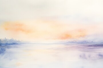 Serene watercolor landscape with soft hues and wide horizon