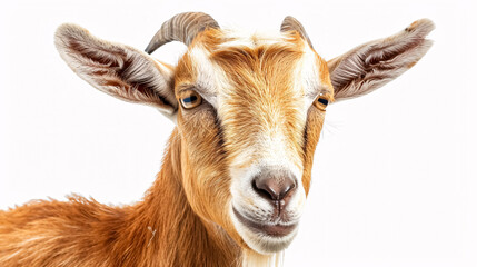 Obraz premium Portrait of a Goat: Close-up, isolated on a white background.