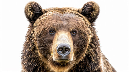 Fototapeta premium Portrait of a Grizzly Bear: Close-up, isolated on a white background.