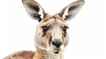 Portrait of a Kangaroo: Close-up, isolated on a white background.
