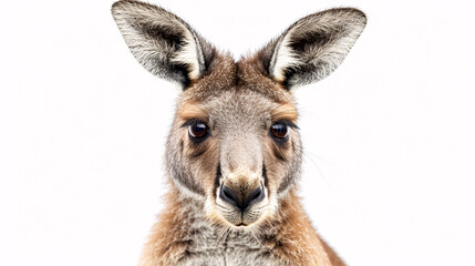 Fototapeta premium Portrait of a Kangaroo: Close-up, isolated on a white background.