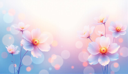 Ethereal abstract background featuring delicate flowers - Generative AI