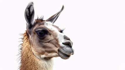 Obraz premium Portrait of a Llama: Close-up, isolated on a white background.