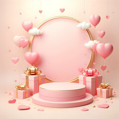 Valentine's Day Background with Gift Boxes