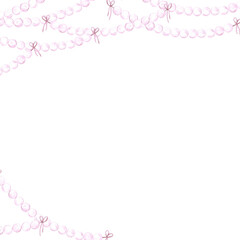 Christmas garlands frame border. Hand drawn watercolor illustration of string of beads isolated on white background. Can be used for postcard, invitation, scrapbook and other printed products.