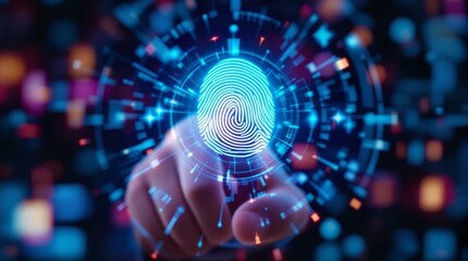 Fototapeta premium Digital Fingerprint Recognition with Futuristic Interface