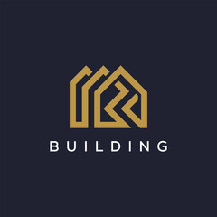 creative letter MR house real estate, logo design vector template