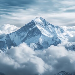 Magnificent snow-covered summit mount everest view image