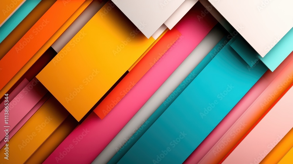 Aufkleber a modern composition of overlapping colorful geometric shapes, creating an abstract and dynamic back