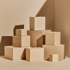 Obraz premium Cardboard box open flaps empty interior brown corrugated material clean edges simple design