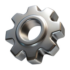 3D illustration of Gear Silver isolated on white background