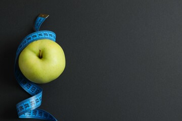 Diet and weight loss, healthy lifestyle, composition with measuring tape