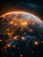 Obraz premium Planet earth glowing at night showing international business connections