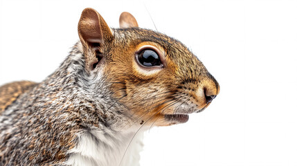 Obraz premium Portrait of a Squirrel: Close-up, isolated on a white background.