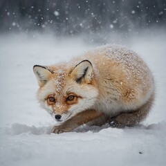 Fototapeta premium red fox in snow