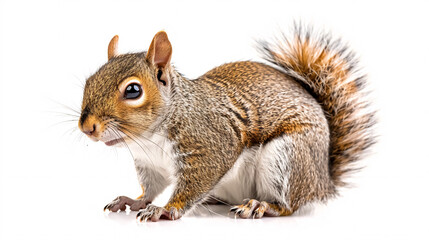 Fototapeta premium Portrait of a Squirrel: Close-up, isolated on a white background.
